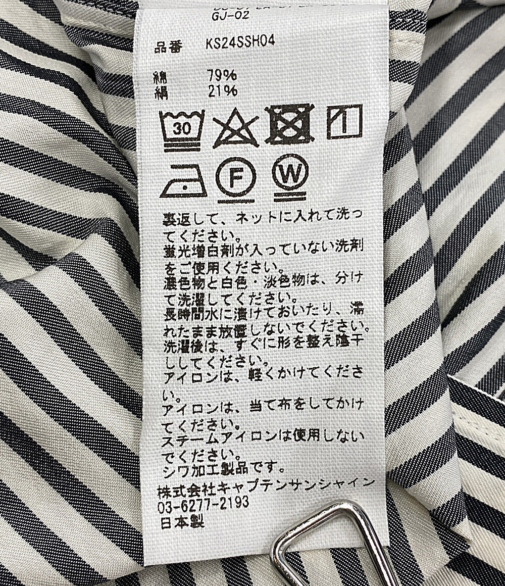 キャプテンサンシャイン 半袖シャツ ストライプ ブラック ホワイト メンズ SIZE 42 KAPTAIN SUNSHINE