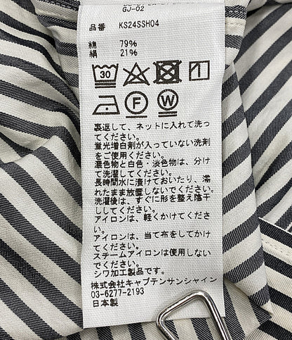 キャプテンサンシャイン 半袖シャツ ストライプ ブラック ホワイト メンズ SIZE 42 KAPTAIN SUNSHINE