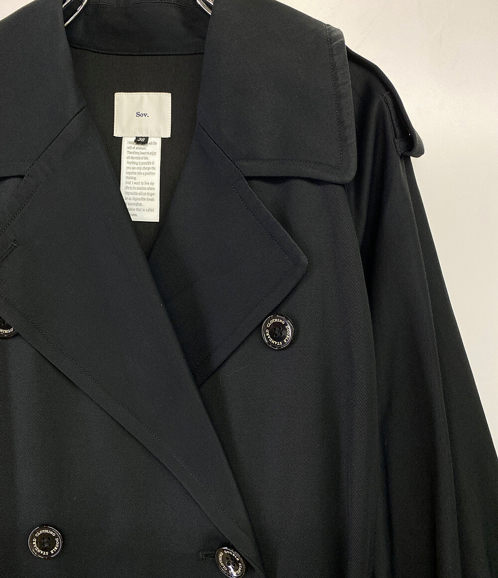 DOUBLE STANDARD CLOTHING トレンチコート ブラック フレアスリーブ レディース SIZE 38 ソブ ダブルスタンダード クロージング