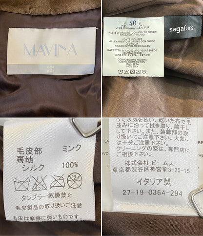 mavina ノーカラーコート 毛皮 レディース SIZE 40 マビナ