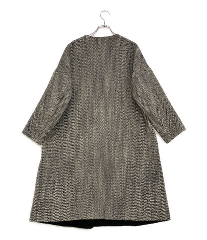 ebure エブール ヘリンボーンノーカラーコート レディース SIZE 36