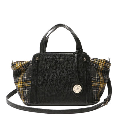 PELLE MORBIDA ハンドバッグ 2WAY 手さげバッグ ブラック×グレーチェック レディース ペッレモルビダ