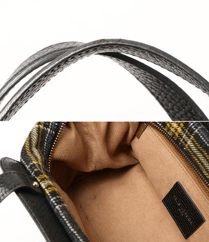PELLE MORBIDA ハンドバッグ 2WAY 手さげバッグ ブラック×グレーチェック レディース ペッレモルビダ