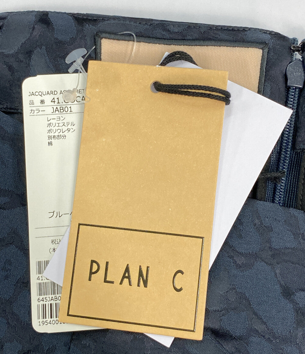 美品 PLAN C アシンメトリーサテンジャガード総柄スカート 41.GOCAF08H00TV027 レディース SIZE 38 プラン シー