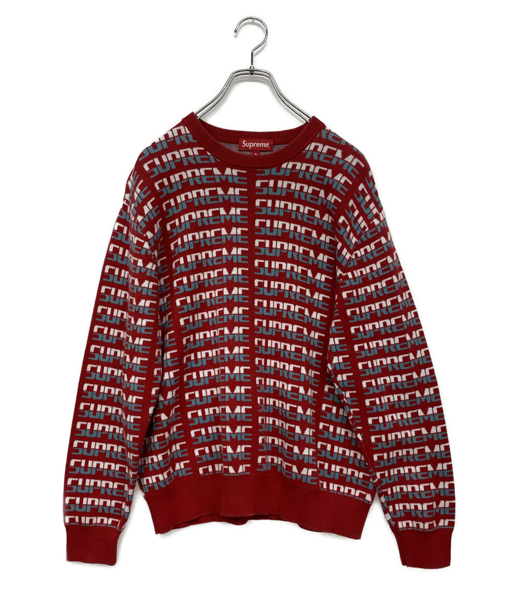 シュプリーム ニット ツートンロゴ 総柄 メンズ SIZE M Supreme