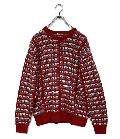シュプリーム ニット ツートンロゴ 総柄 メンズ SIZE M Supreme