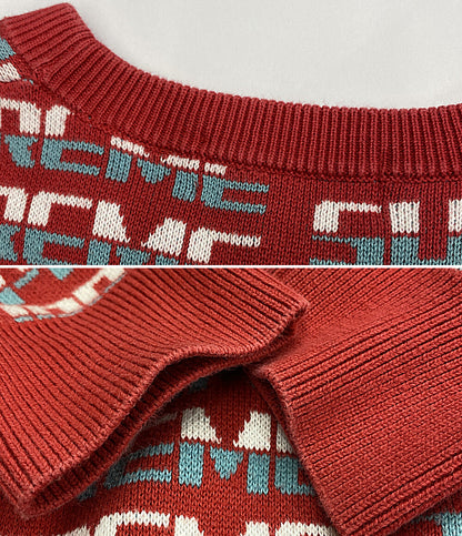 シュプリーム ニット ツートンロゴ 総柄 メンズ SIZE M Supreme