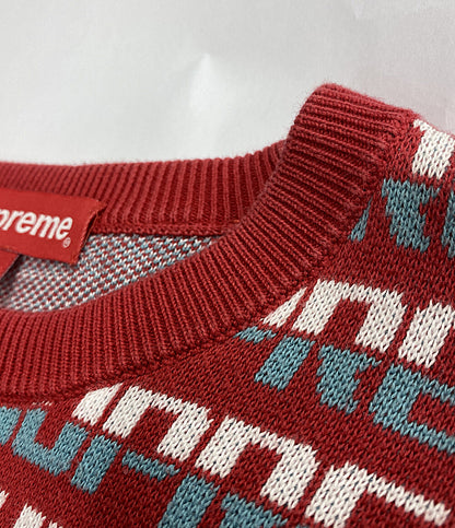 シュプリーム ニット ツートンロゴ 総柄 メンズ SIZE M Supreme
