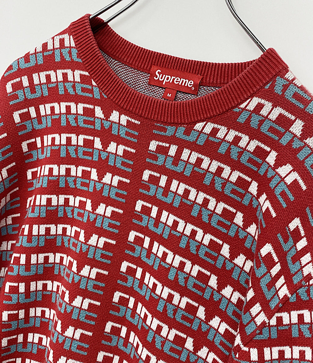シュプリーム ニット ツートンロゴ 総柄 メンズ SIZE M Supreme