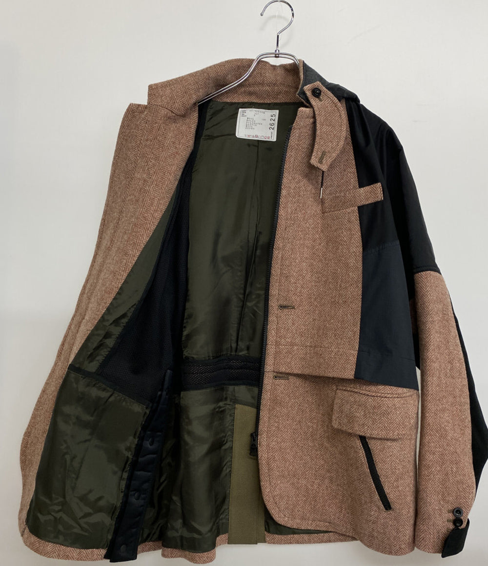 sacai フーディジャケット Herringbone Jacket ピンクブラウン 21-02625M メンズ SIZE 2 サカイ