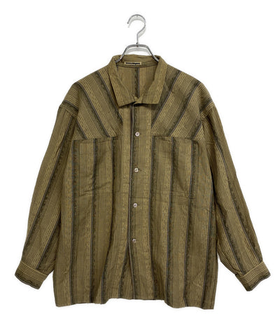 ISSEY MIYAKE 長袖シャツ 初期タグ ストライプ ブラウン系 70s メンズ SIZE S イッセイミヤケ