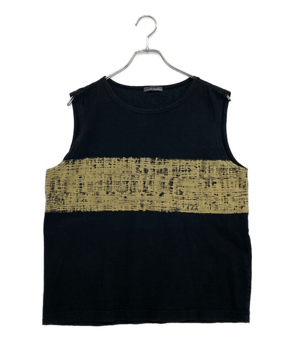 ISSEY MIYAKE MEN タンクトップ 筆タグ プリント ブラック 80s LY12077 メンズ SIZE M イッセイミヤケ メン