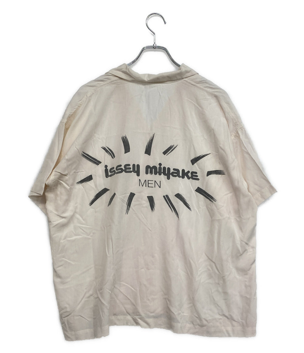 ISSEY MIYAKE MEN 開襟シャツ 筆タグ 半袖 ロゴプリント 80s LG11598 メンズ SIZE M イッセイミヤケ メン
