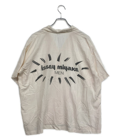 ISSEY MIYAKE MEN 開襟シャツ 筆タグ 半袖 ロゴプリント 80s LG11598 メンズ SIZE M イッセイミヤケ メン