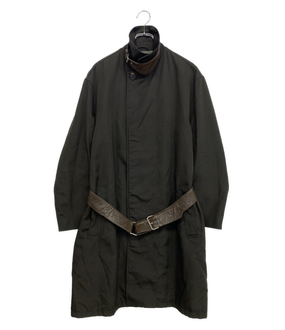 HERMES グレンチェックナイロンコート メンズ SIZE 52 エルメス
