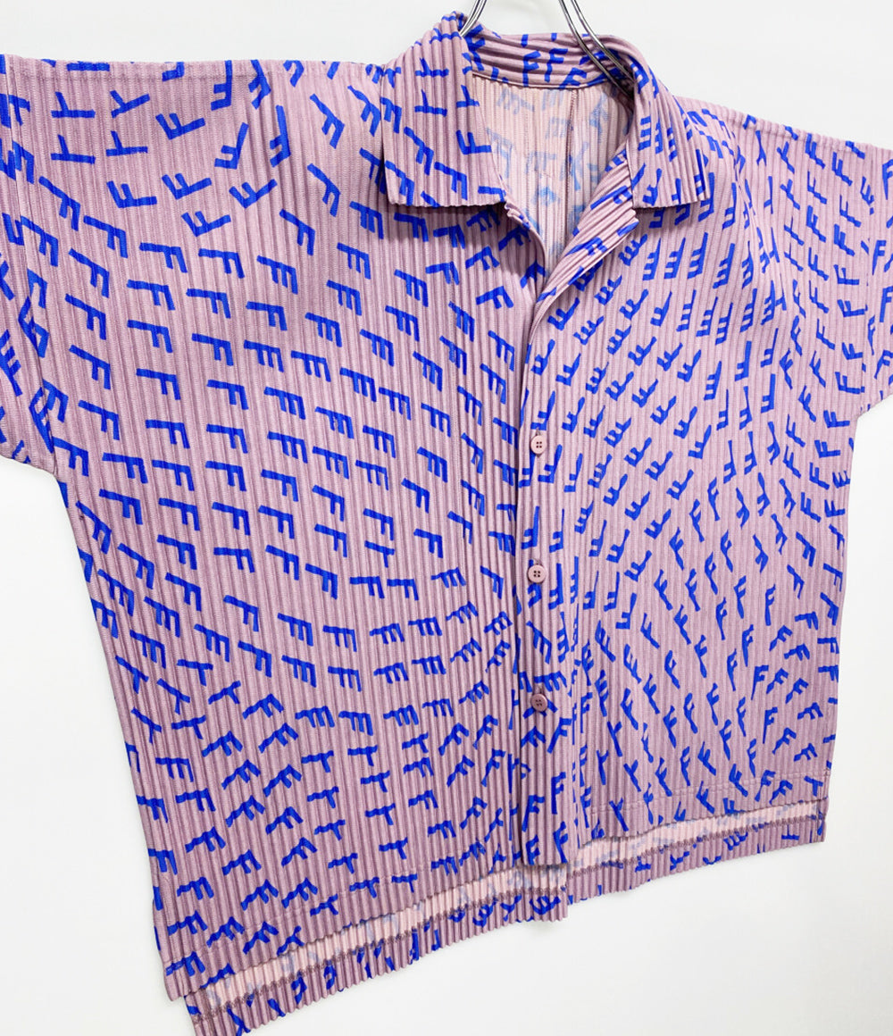 HOMME PLISSE ISSEY MIYAKE 半袖シャツ WIND SPEED プリーツシャツ 総柄 メンズ SIZE 2 オム プリッセ イッセイミヤケ