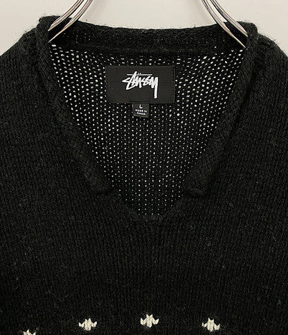 STUSSY ニット Roll V Neck Fairisle Sweater メンズ SIZE L ステューシー