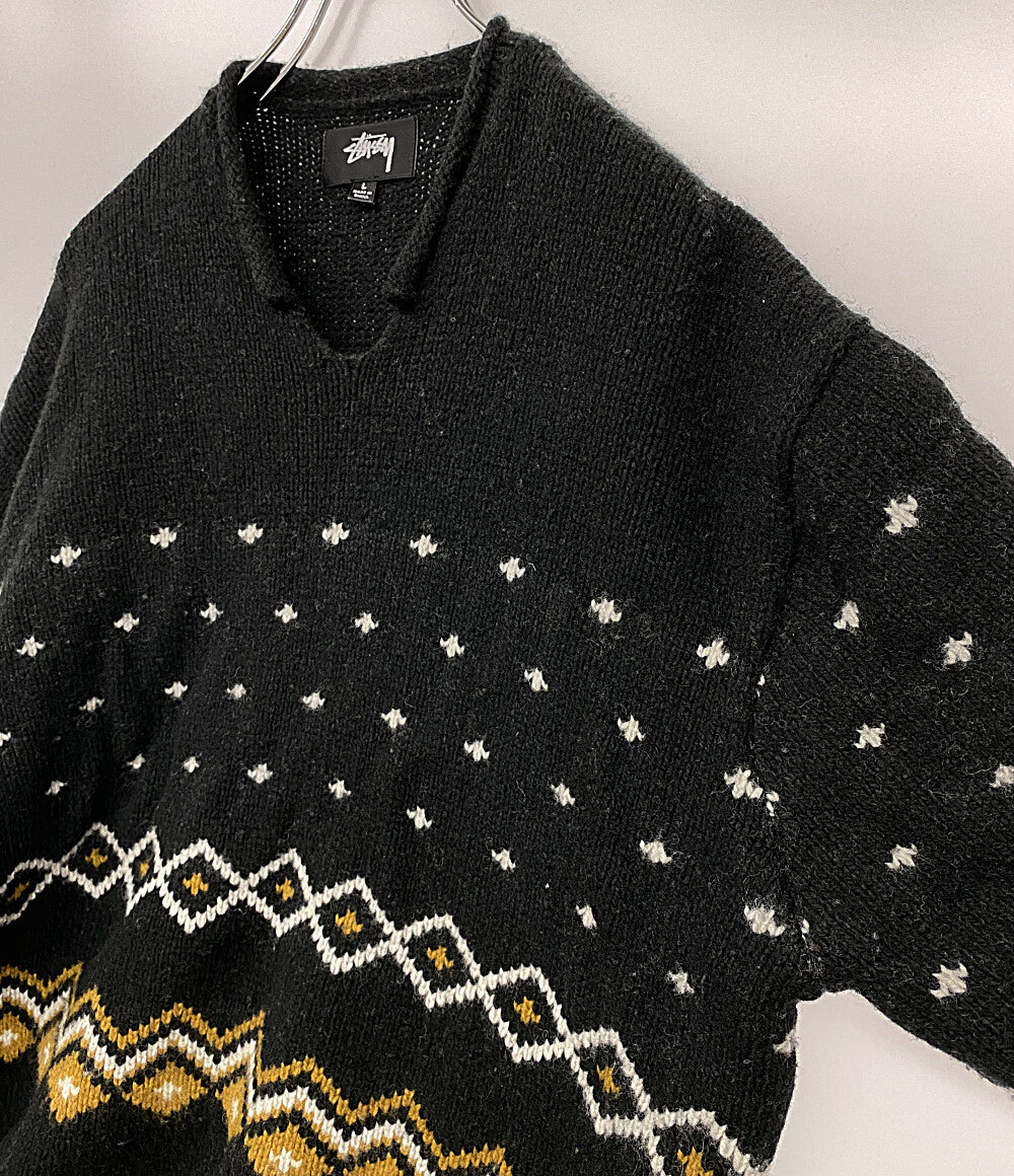 STUSSY ニット Roll V Neck Fairisle Sweater メンズ SIZE L ステューシー