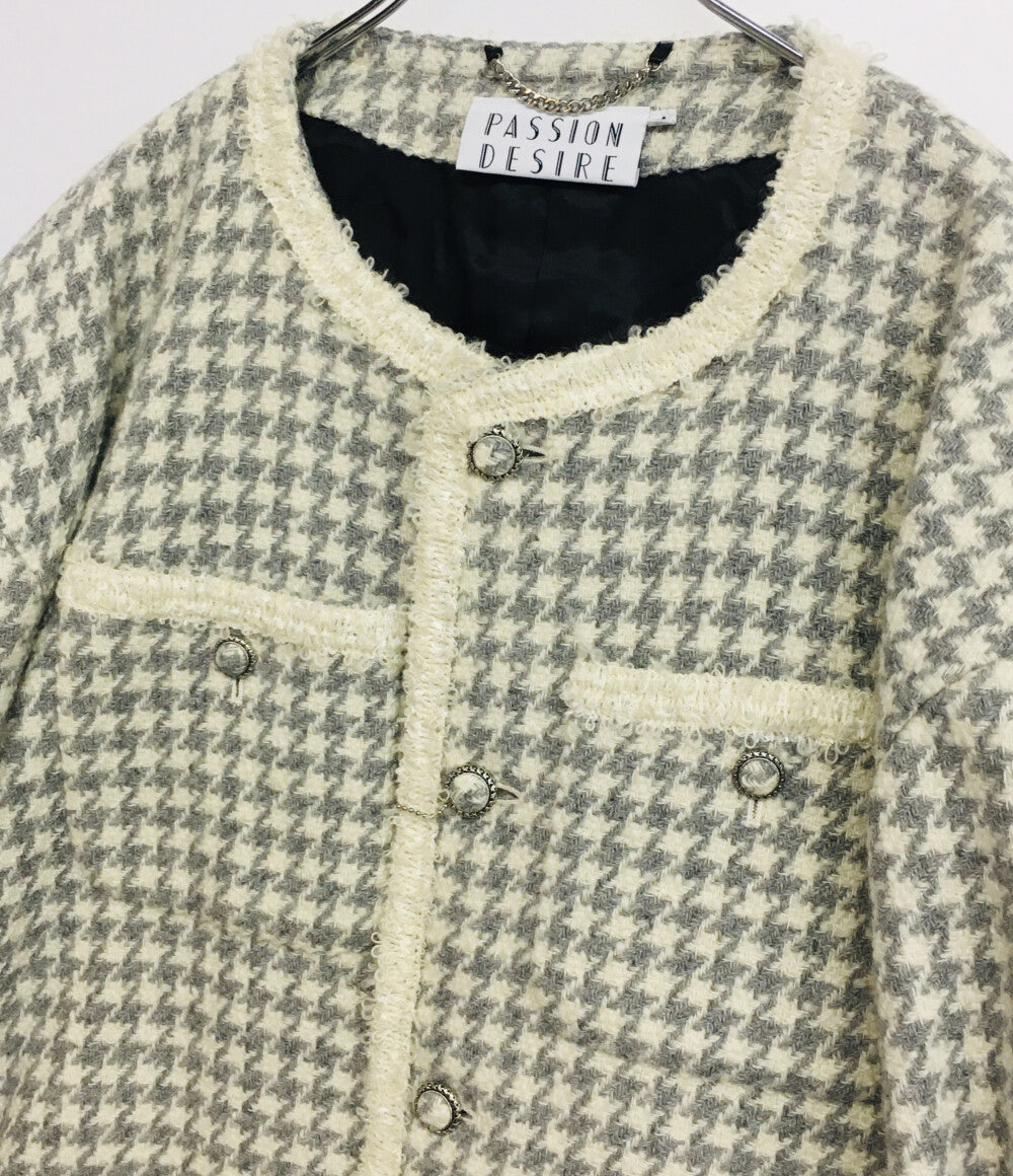 美品 PASSION DESIRE パッションデザイア ノーカラーコート ツイード ボンデージ PD23AJ03 メンズ SIZE 4