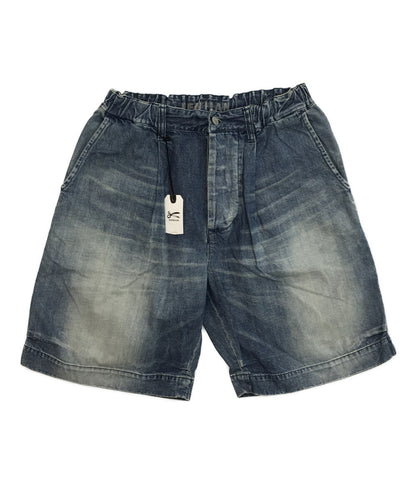 美品 DENHAM デニムショートパンツ GATHERED DENIM SHORTS 01-25-06-16-005 メンズ SIZE L デンハム