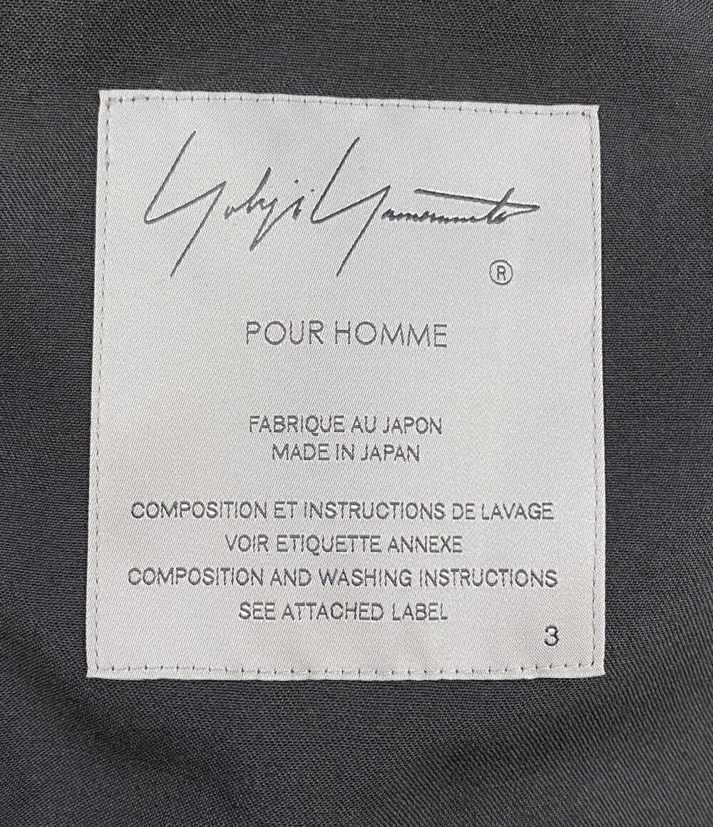 美品 YOHJI YAMAMOTO POUR HOMME テーラードジャケット WOOL GABARDINE ASYMMETRY LAPEL JACKET 25SS HP-J07-100 メンズ SIZE 3 ヨウジヤマモトプールオム
