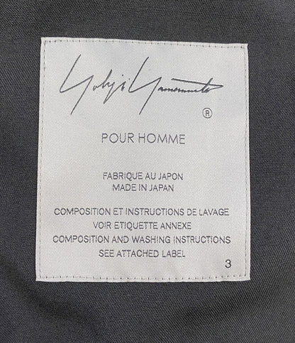 美品 YOHJI YAMAMOTO POUR HOMME テーラードジャケット WOOL GABARDINE ASYMMETRY LAPEL JACKET 25SS HP-J07-100 メンズ SIZE 3 ヨウジヤマモトプールオム