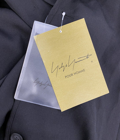 美品 YOHJI YAMAMOTO POUR HOMME テーラードジャケット WOOL GABARDINE ASYMMETRY LAPEL JACKET 25SS HP-J07-100 メンズ SIZE 3 ヨウジヤマモトプールオム
