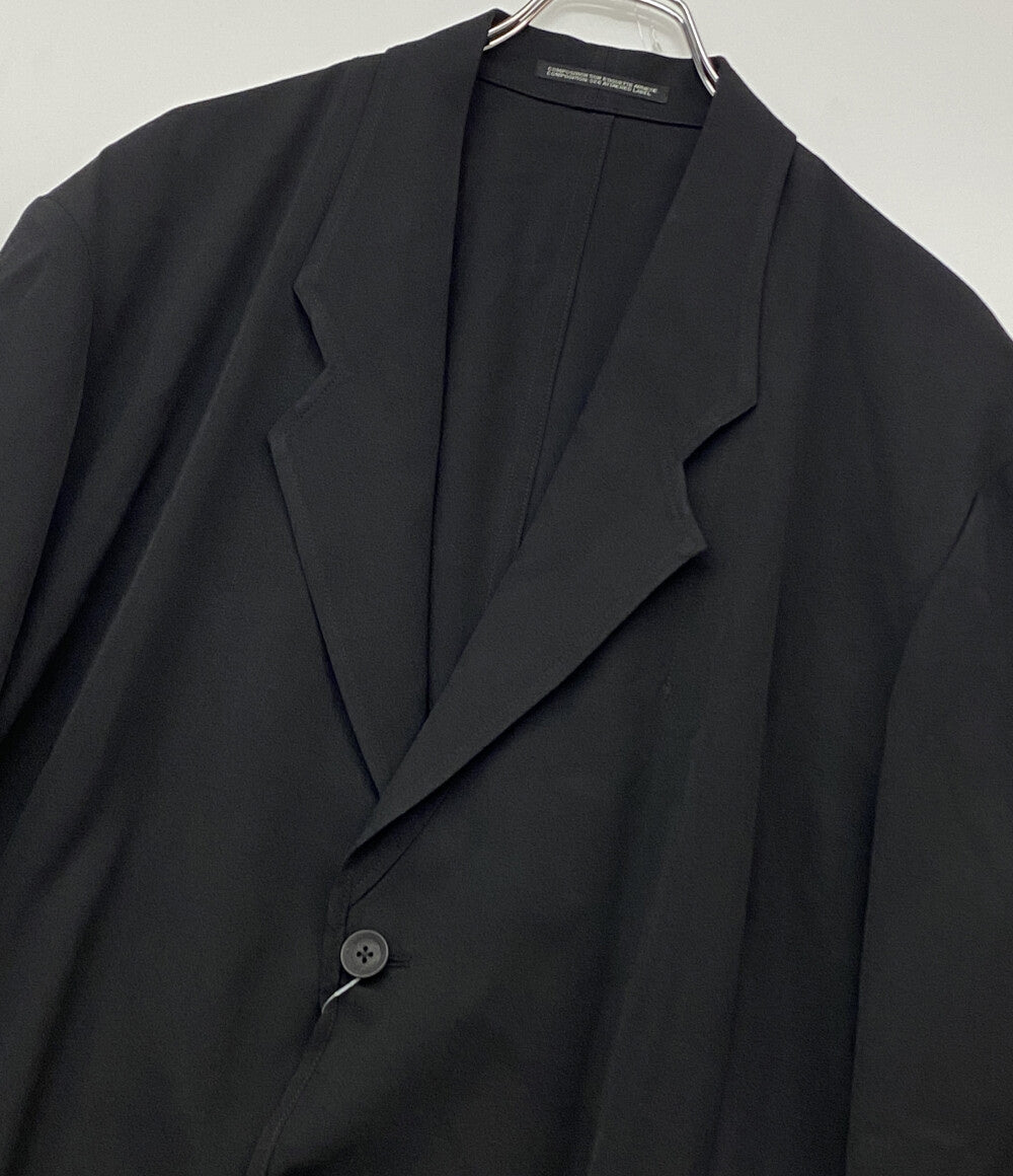 美品 YOHJI YAMAMOTO POUR HOMME テーラードジャケット WOOL GABARDINE ASYMMETRY LAPEL JACKET 25SS HP-J07-100 メンズ SIZE 3 ヨウジヤマモトプールオム
