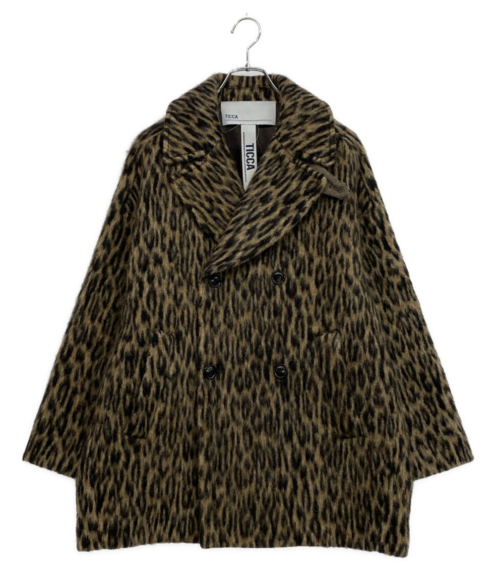 美品 Ticca ティッカ レオパードシャギーピーコート 24AW 0243419252 レディース SIZE F