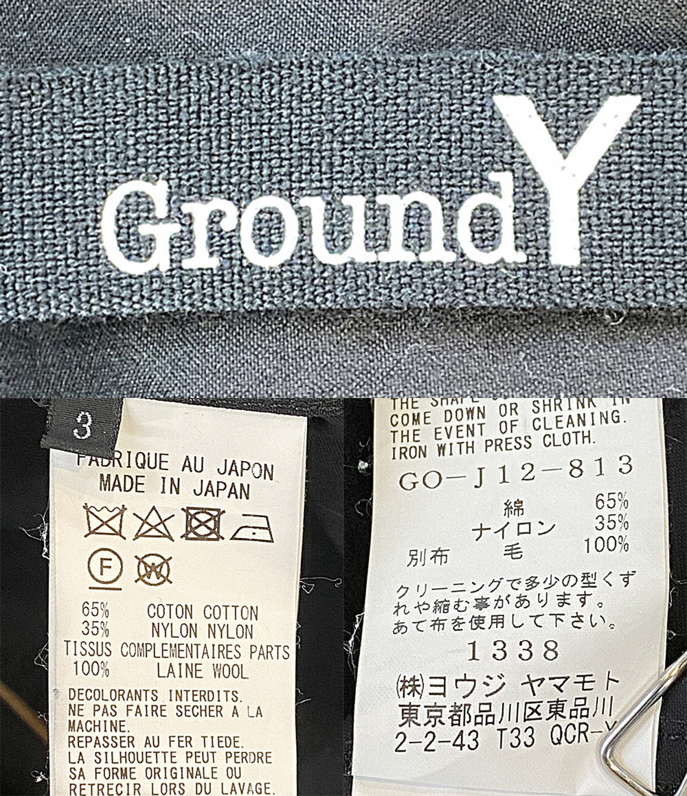GROUND Y テーラードジャケット COTTON NYLON OXFORD LONG JACKET 24AW GO-J12-813 メンズ SIZE 3 グラウンド ワイ