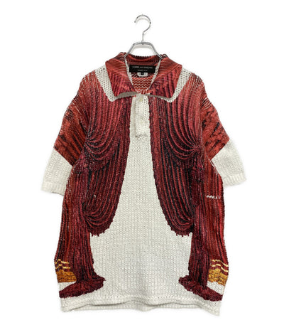 COMME des GARCONS HOMME PLUS ポロシャツ トロンプルイユ 転写ローゲージ ポリニット 24SS PM-N003 メンズ SIZE XL コムデギャルソンオムプリュス