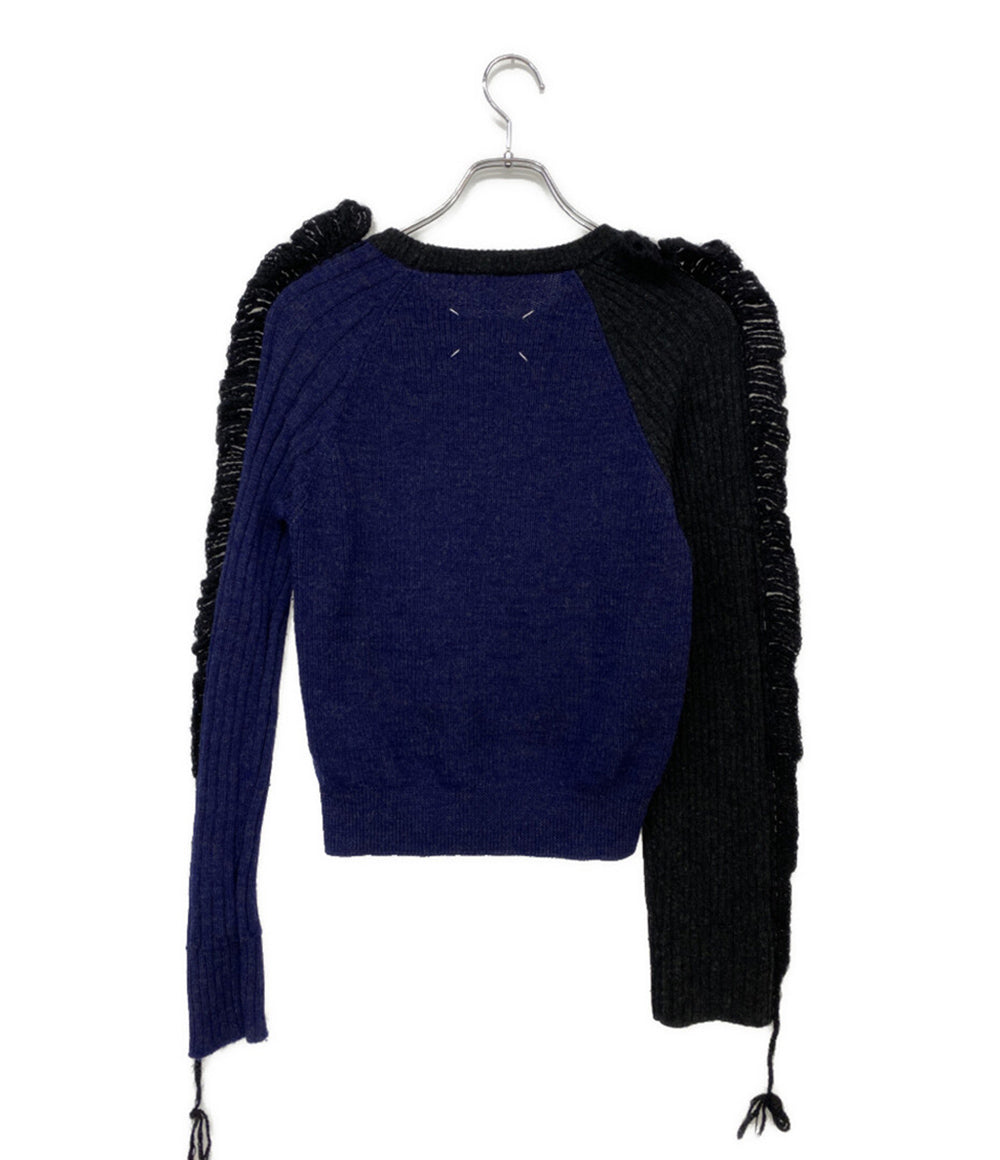 美品 Maison Margiela 1 フリンジバイカラーニット 17AW S29HA0421 レディース SIZE XS メゾンマルジェラ