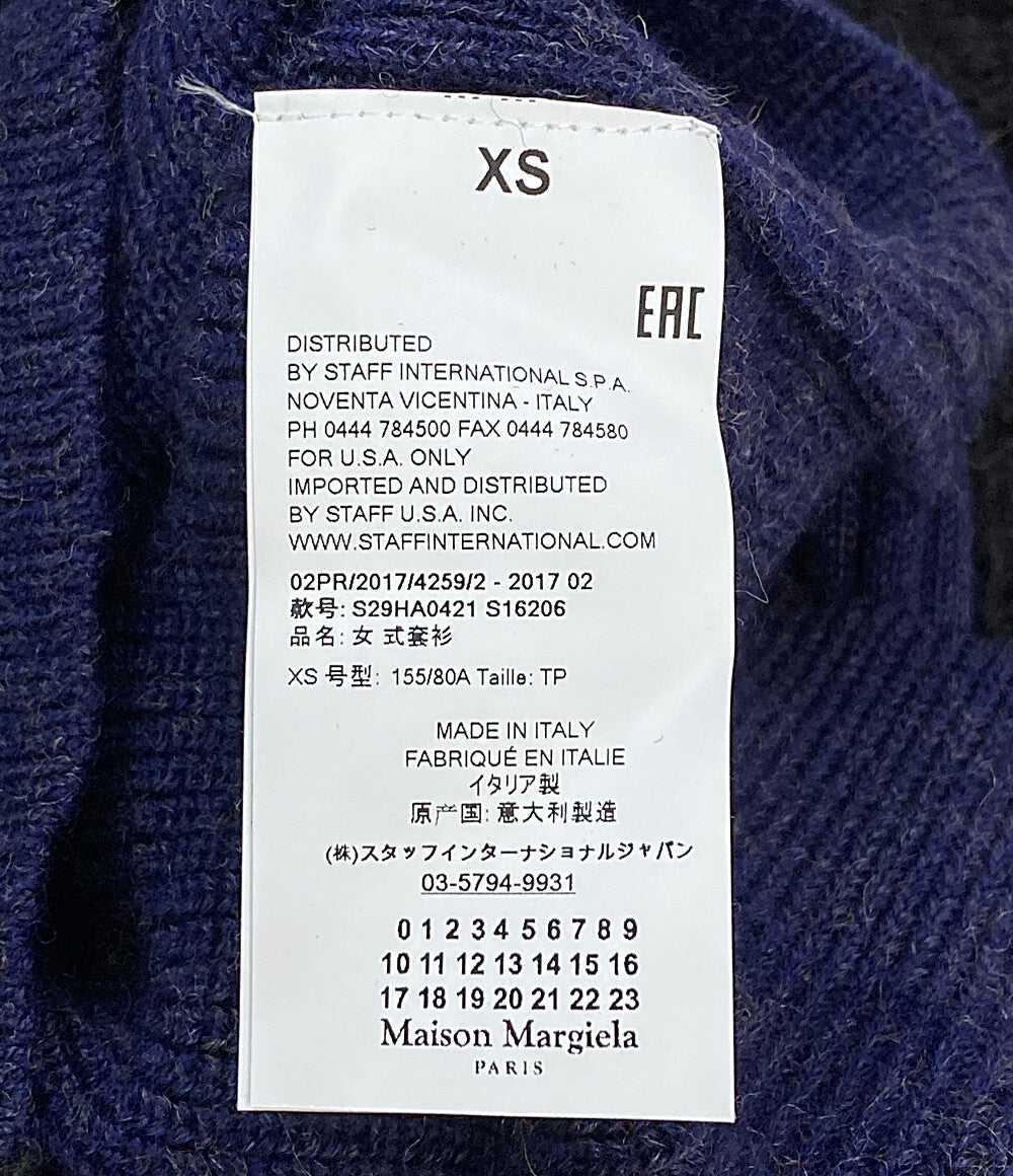 美品 Maison Margiela 1 フリンジバイカラーニット 17AW S29HA0421 レディース SIZE XS メゾンマルジェラ