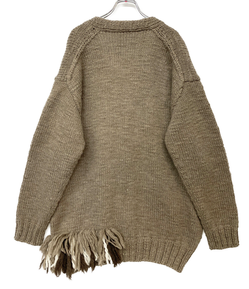 美品 YOHJI YAMAMOTO FEMME REGULATION レギュレーション フリンジウールカーディガン 23AW レディース SIZE 2 ヨウジヤマモトファム
