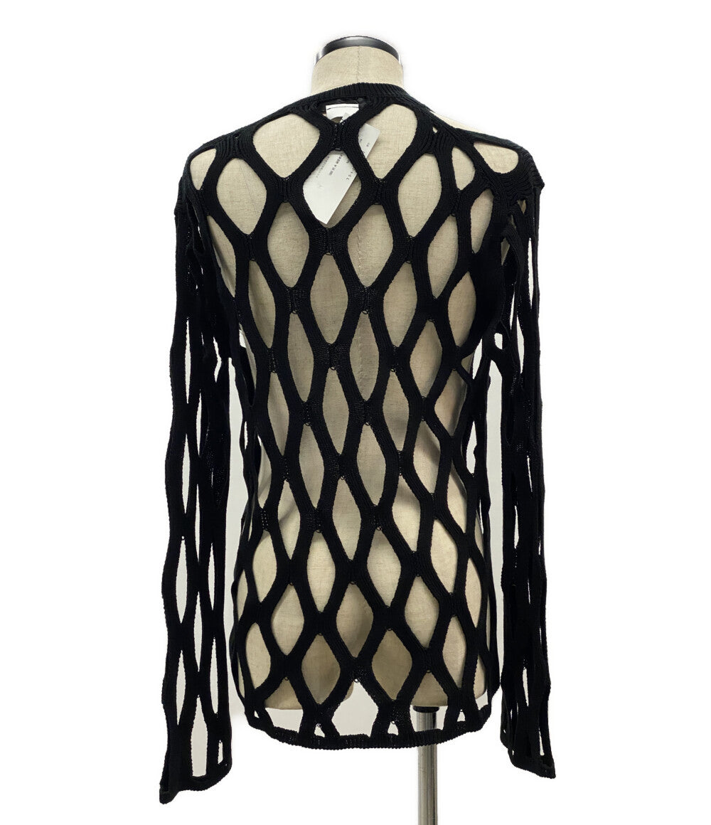 美品 BLACK COMME des GARCONS 格子柄メッシュニット 24ss 1M-N005 メンズ SIZE L ブラックコムデギャルソン