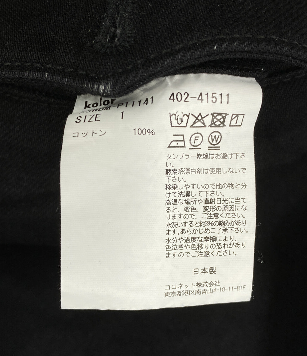 kolor BEACON カラービーコン ブラックデニム テーパードワイドパンツ 25AW メンズ SIZE 1