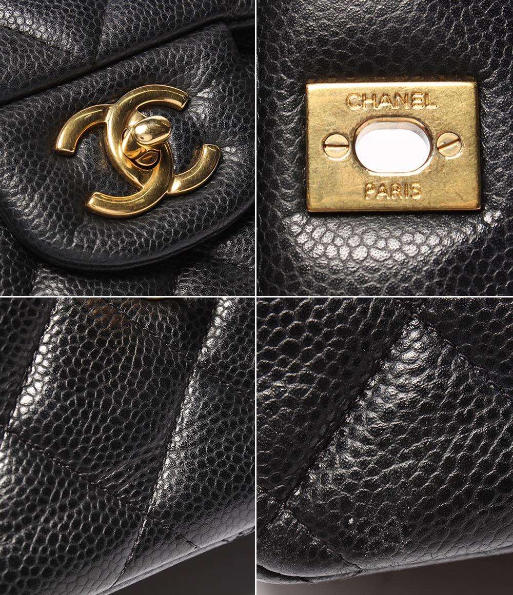 CHANEL チェーンショルダーバッグ ダブルチェーン ダブルフラップ キャビアスキン 16番台 デカマトラッセ 30 レディース シャネル