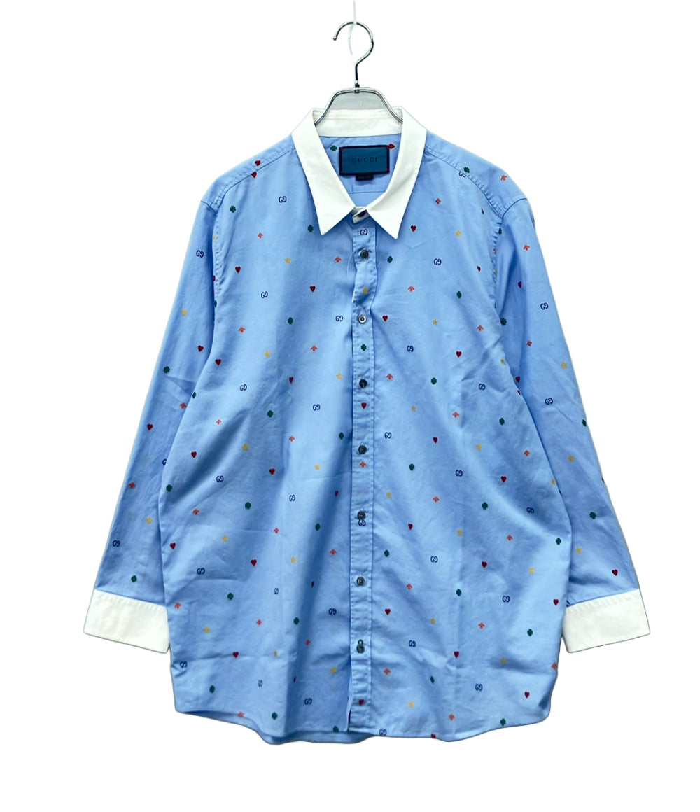 GUCCI 刺繍総柄シャツ メンズ グッチ