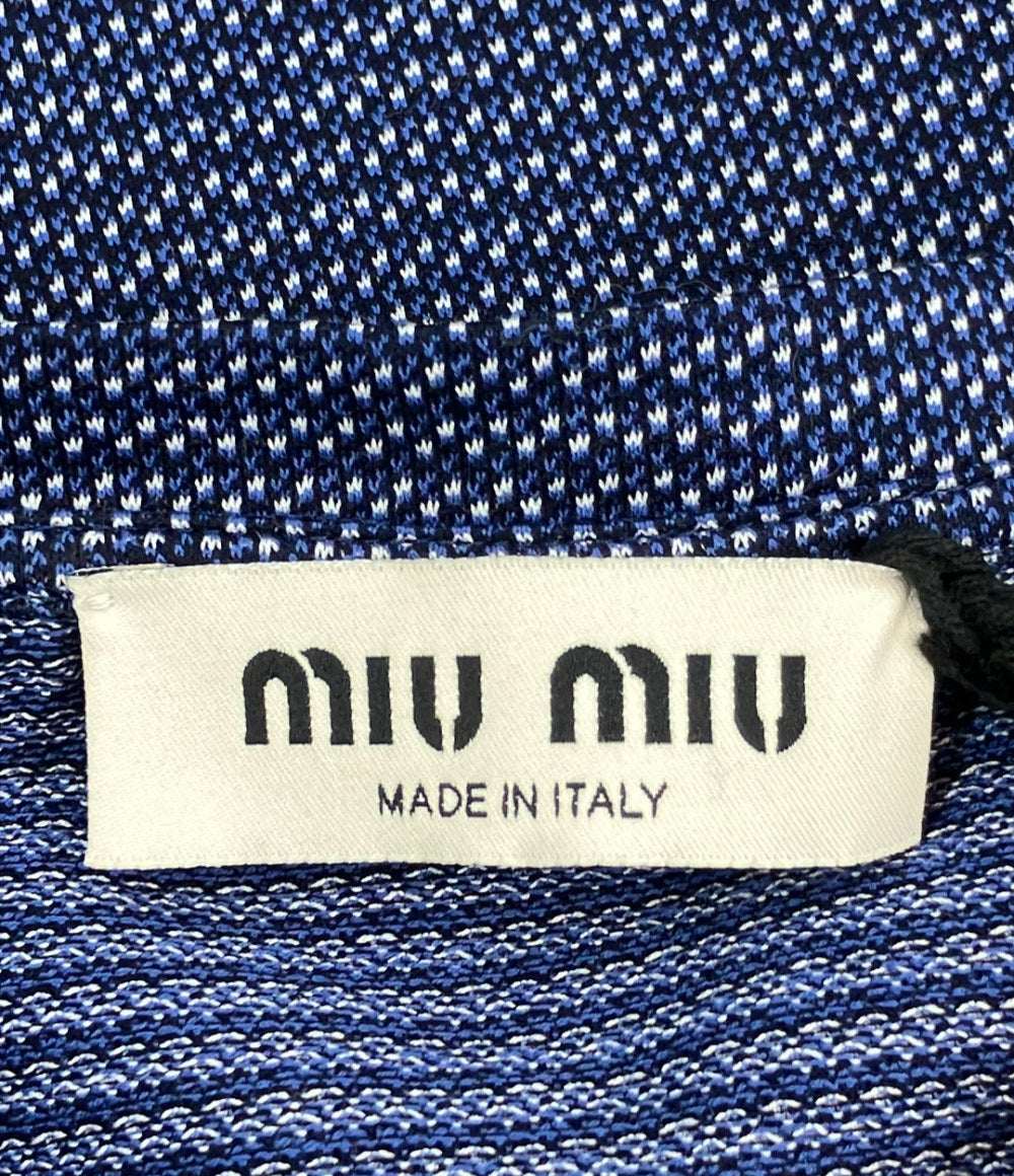 美品 Miu Miu ジャガードジャージ長袖Tシャツ MJLA47 レディース SIZE XS ミュウ ミュウ