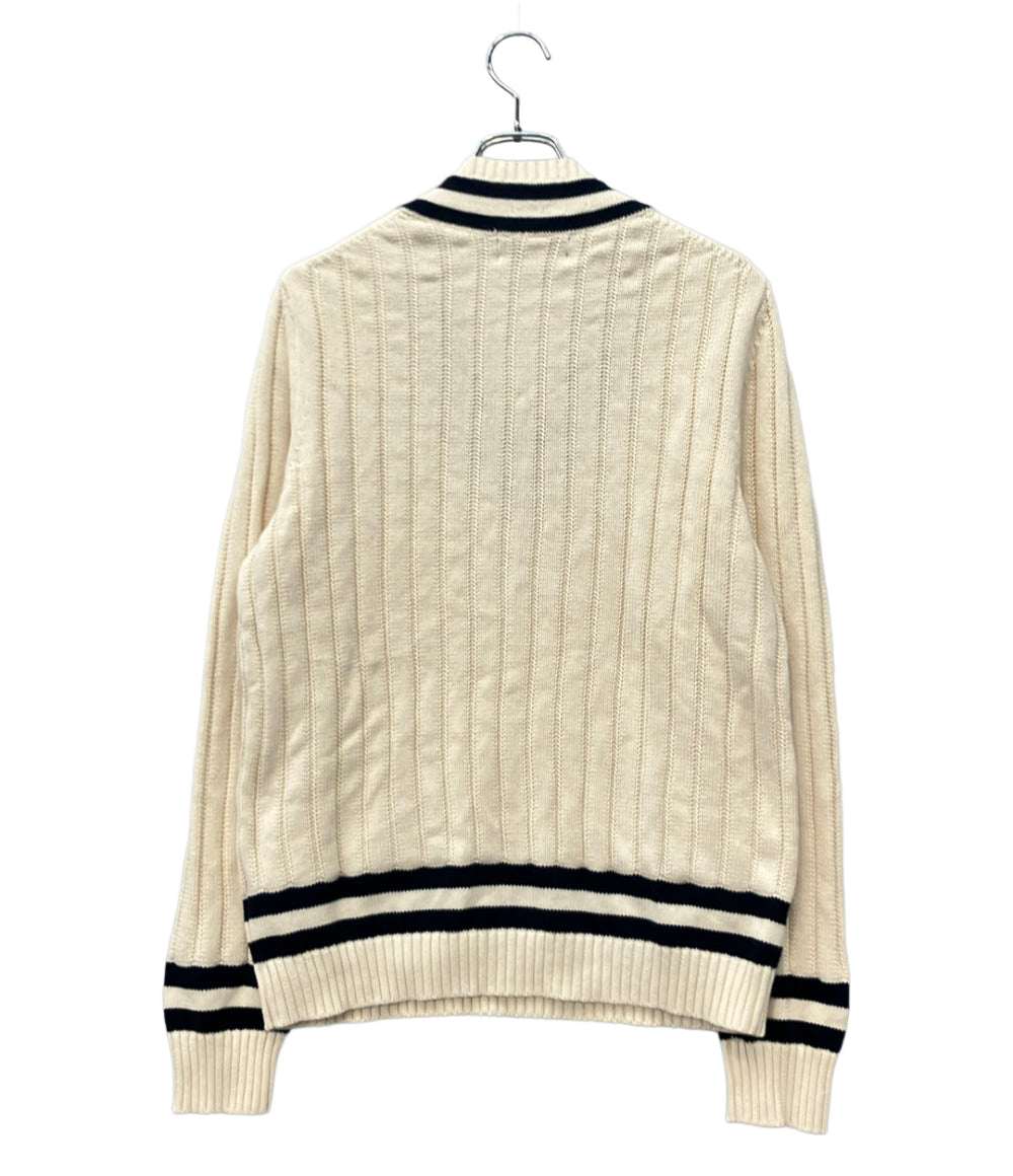 美品 Brooks Brothers 長袖ニット クリケット ホワイト 胸ロゴ トラッド&ベーシック 100131387 メンズ SIZE M ブルックスブラザーズ
