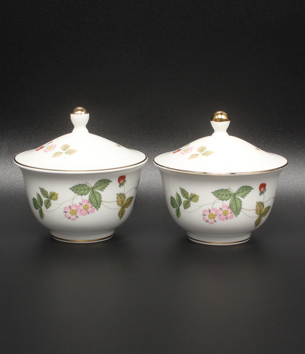 美品 WEDGWOOD オリエンタルカップ 2点セット ペア 蓋付き ワイルドストロベリー ウェッジウッド