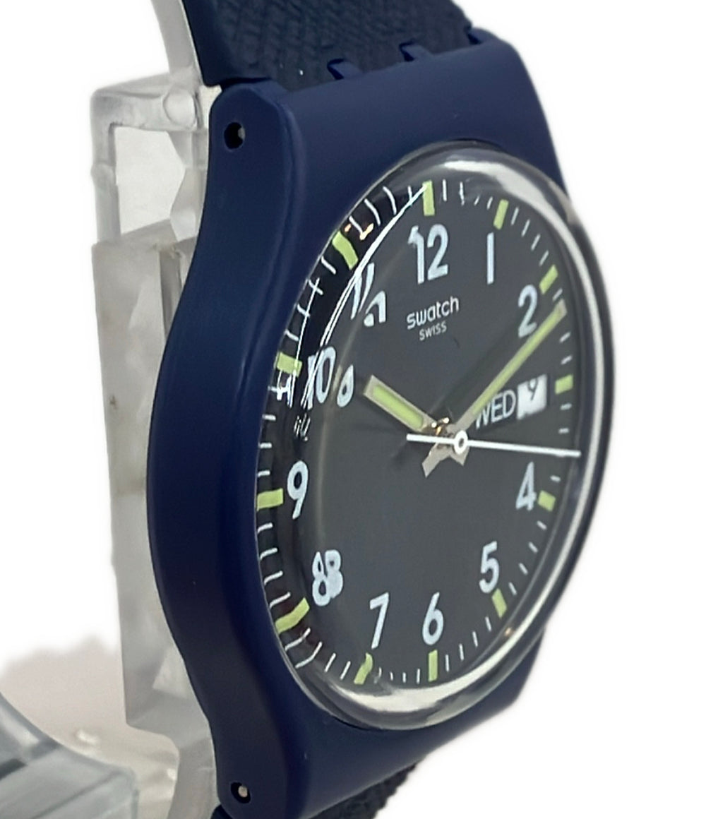 美品 Swatch 腕時計 クオーツ ネイビー レディース メンズ スウォッチ