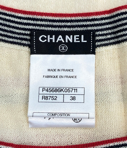 CHANEL 半袖 ボーダー ニットワンピース ココマーク P45686K05711 レディース SIZE 38 (M) シャネル