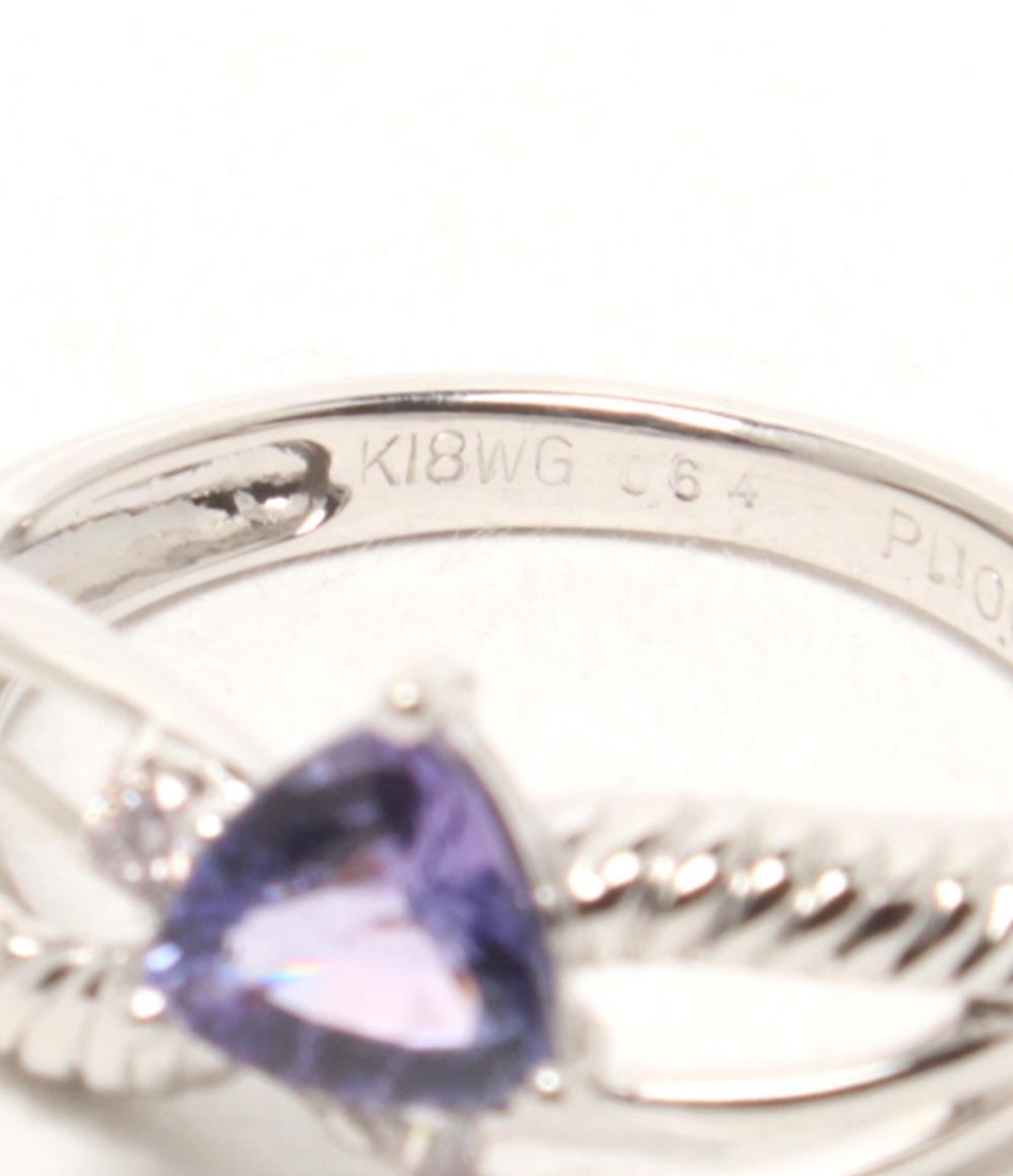 美品 リング 指輪 K18WG タンザナイト 0.64ct ピンクダイヤ 0.05ct レディース SIZE 11号