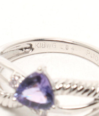 美品 リング 指輪 K18WG タンザナイト 0.64ct ピンクダイヤ 0.05ct レディース SIZE 11号