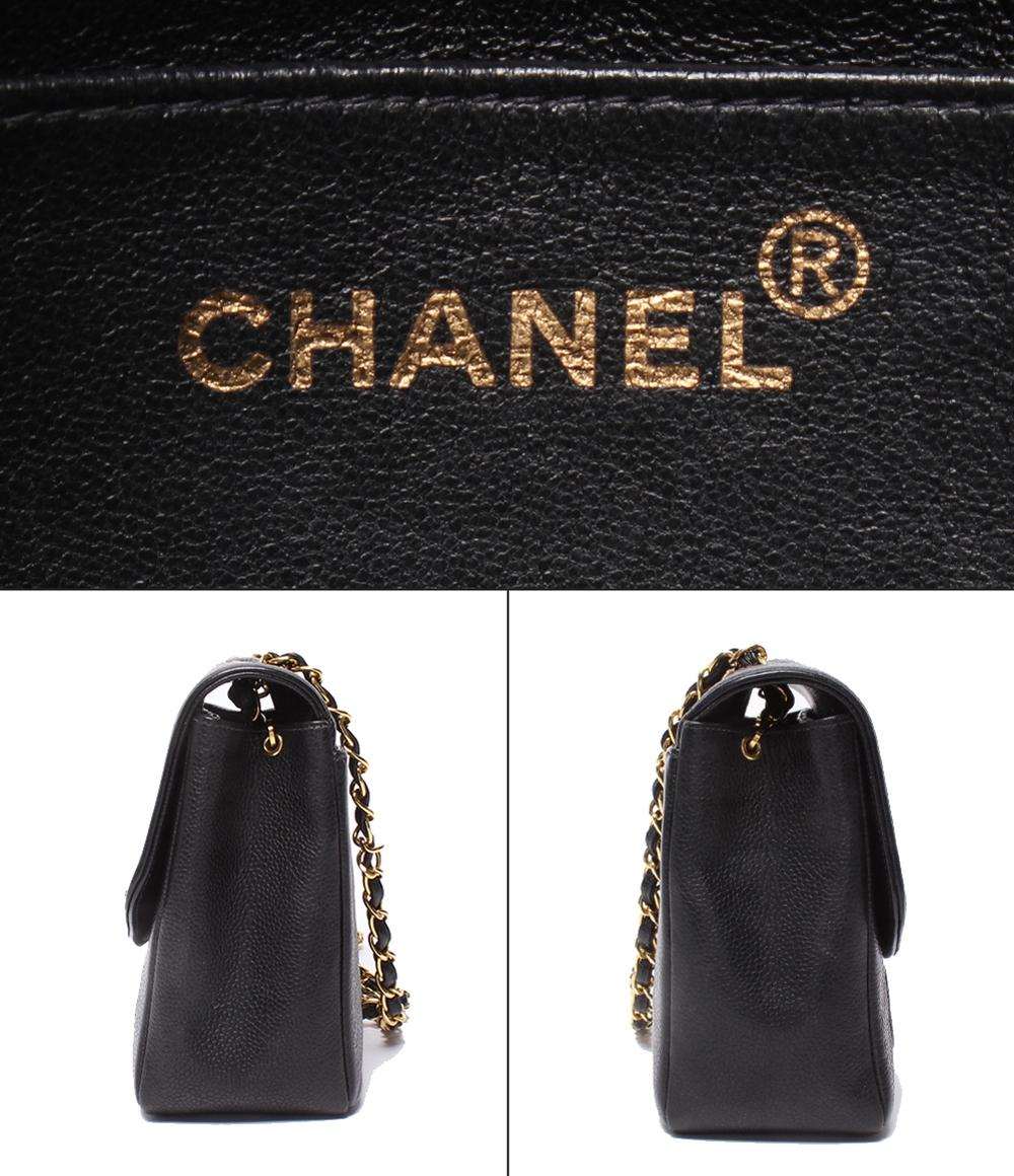 CHANEL チェーンショルダーバッグ ゴールド金具 ダイアナ フラップ マトラッセ ４番台 キャビアスキン レディース シャネル