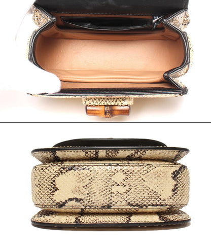 GUCCI 2wayショルダーバッグ ハンドバッグ 斜め掛け パイソン柄 1947 バンブー 686858 486628 レディース グッチ