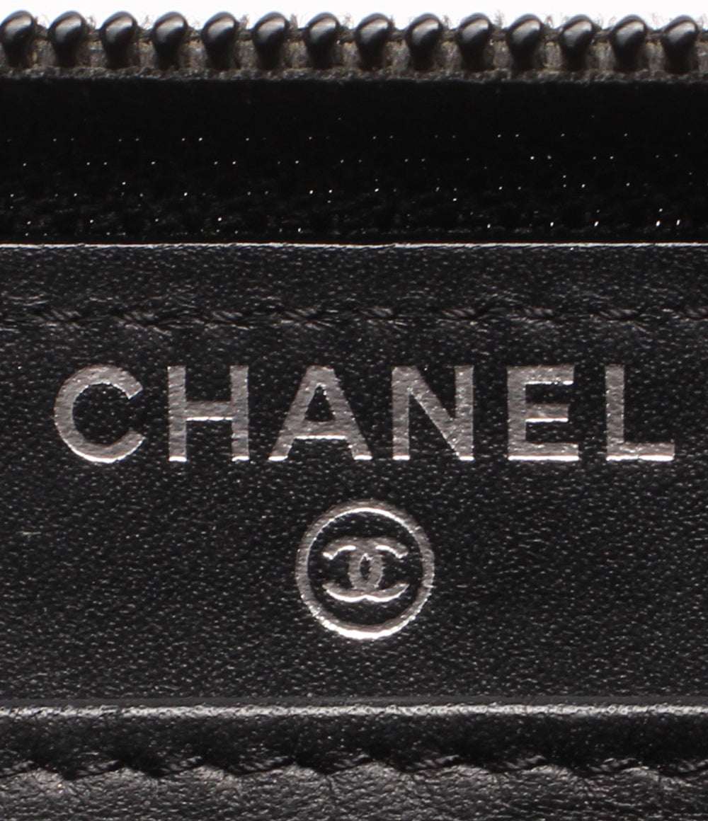 CHANEL ラウンドファスナー長財布 シルバー金具 キャビアスキン レディース シャネル