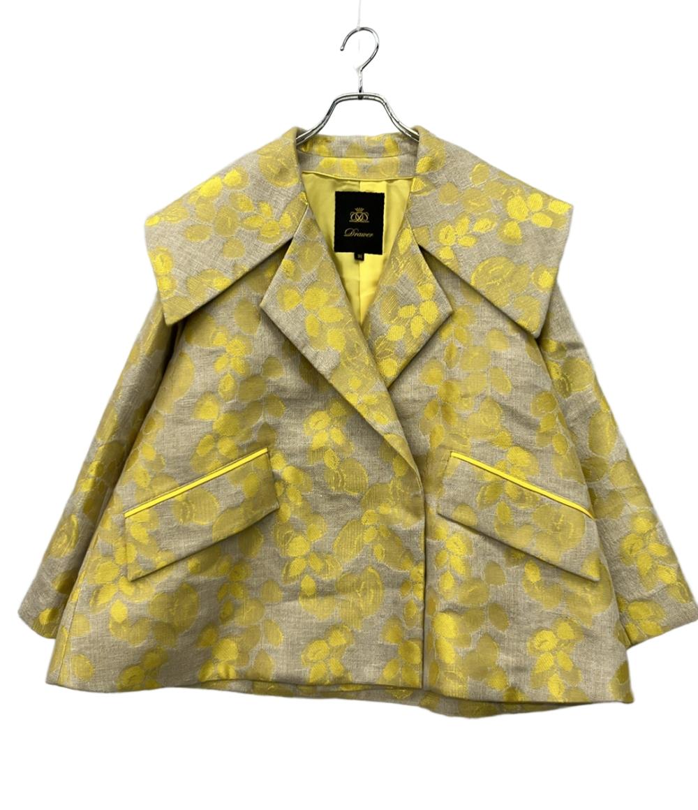 Drawer コート ビッグカラー 総柄ジャカード スナップボタン 6525-299-0855 レディース SIZE 38 (M) ドゥロワー