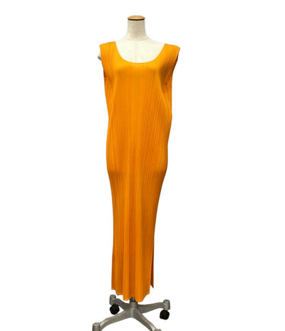 ISSEY MIYAKE ノースリーブワンピース プリーツロング スリット モード レディース SIZE 3 (L) イッセイミヤケ